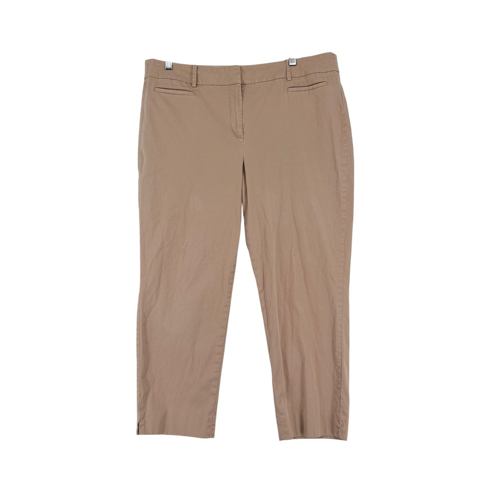 Talbots The Perfect Crop Pants Womens 16 Tan Khaki Cotton Blend Casual Trousers